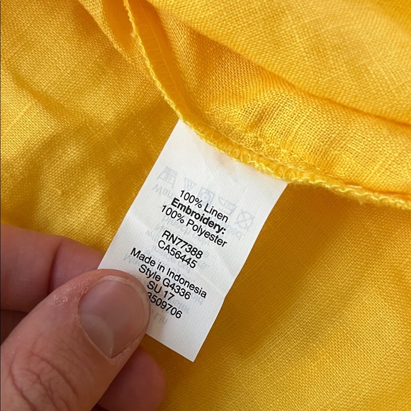 J. Crew Yellow Blouse with White Embroidery - Picture 5 of 6